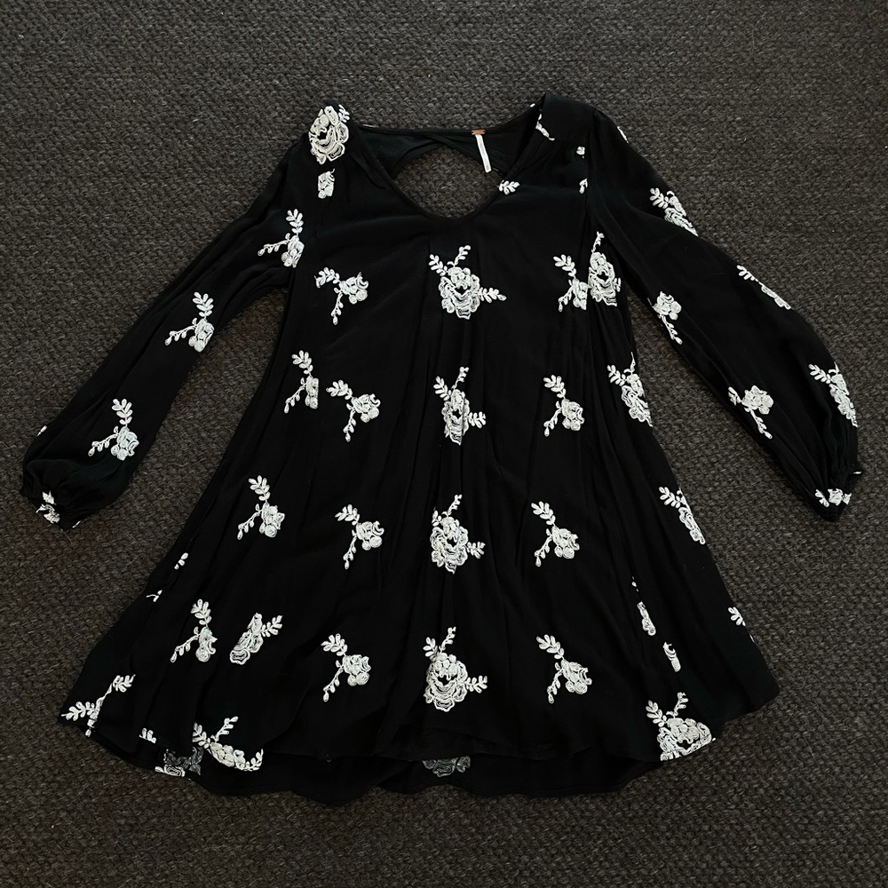 Free People Embroidered Oxford Dress in black